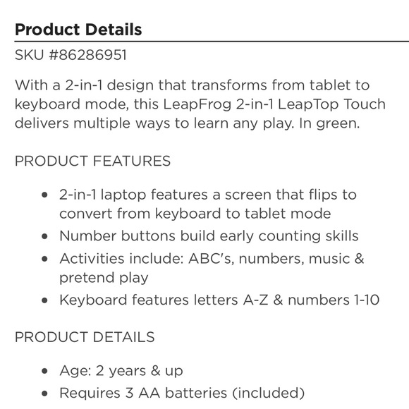 LeapFrog 2-in-1 LeapTop Touch Learning Toy - Picture 4 of 4